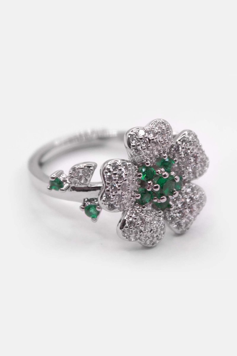 Verdure Éclat Emerald Bloom in Diamond Frost - Silver Plated Ring - St geran
