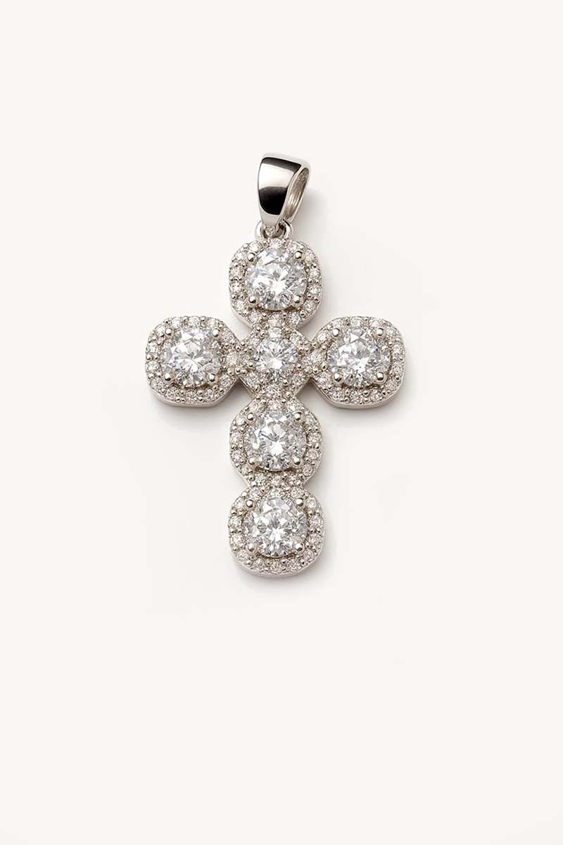 Zirconia Radiance Cross Pendant - Silver Plated - St geran