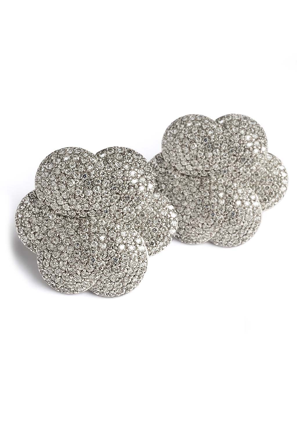 Silver Floral Cluster Earrings – Camellia Luxe Studs