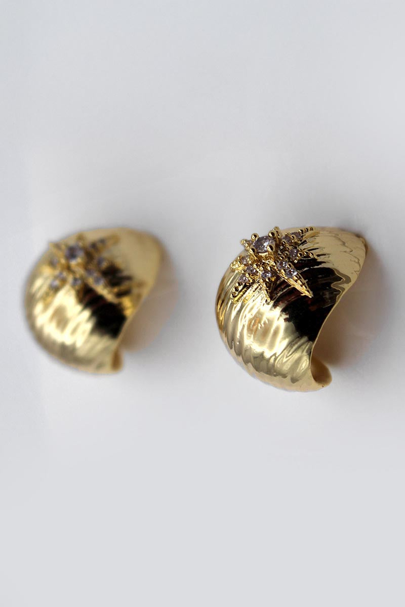 Gilded Starburst Spherical Studs - Gold Earrings