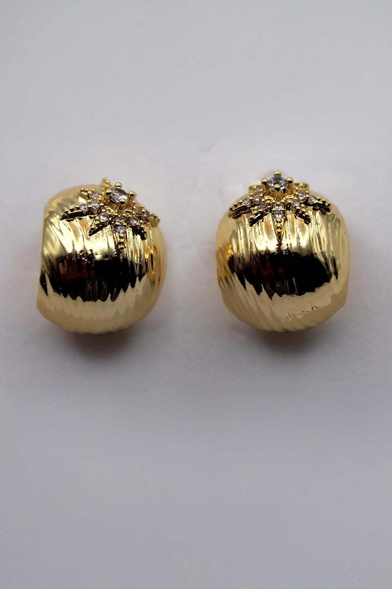 Gilded Starburst Spherical Studs - Gold Earrings