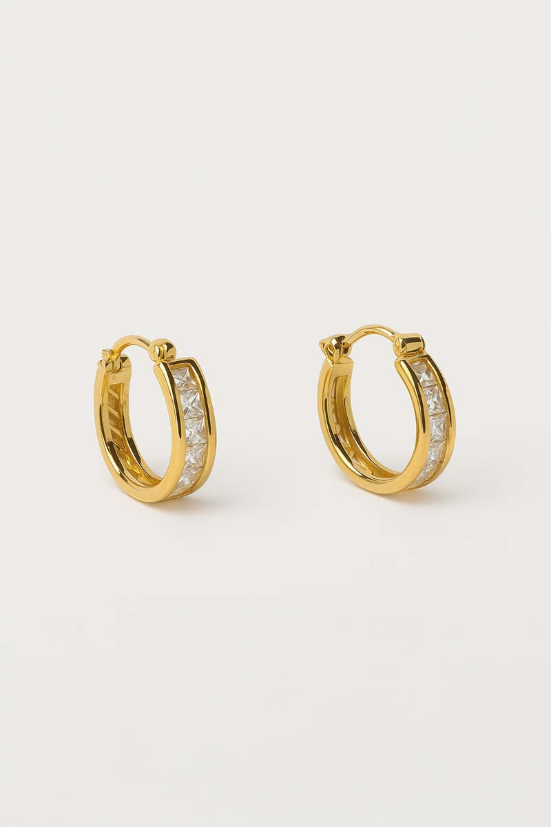 Rayelle Deco Curve Hoops - Gold Earrings