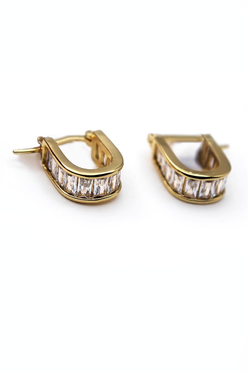 Rayelle Deco Curve Hoops - Gold Earrings