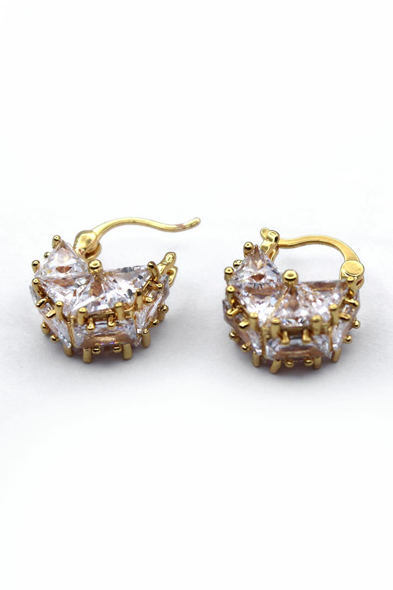 Gold and Diamante Triad Éclat Hoop earrings