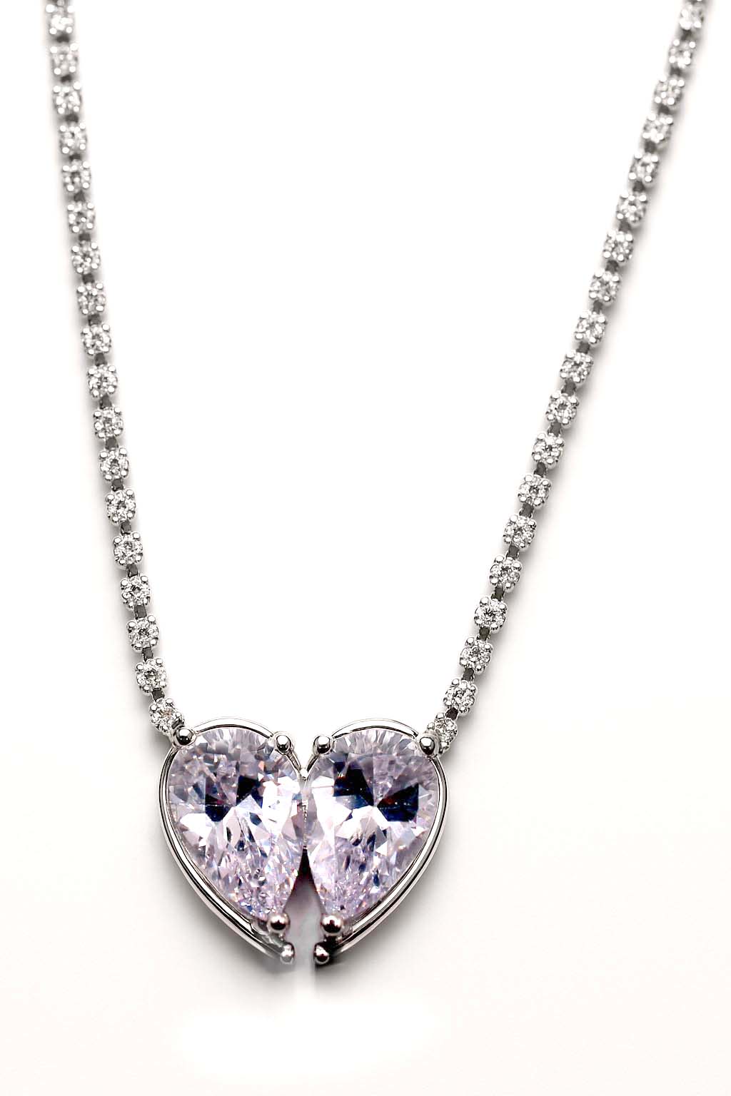 Coeur Jumelé Solitaire Silver Plated Necklace