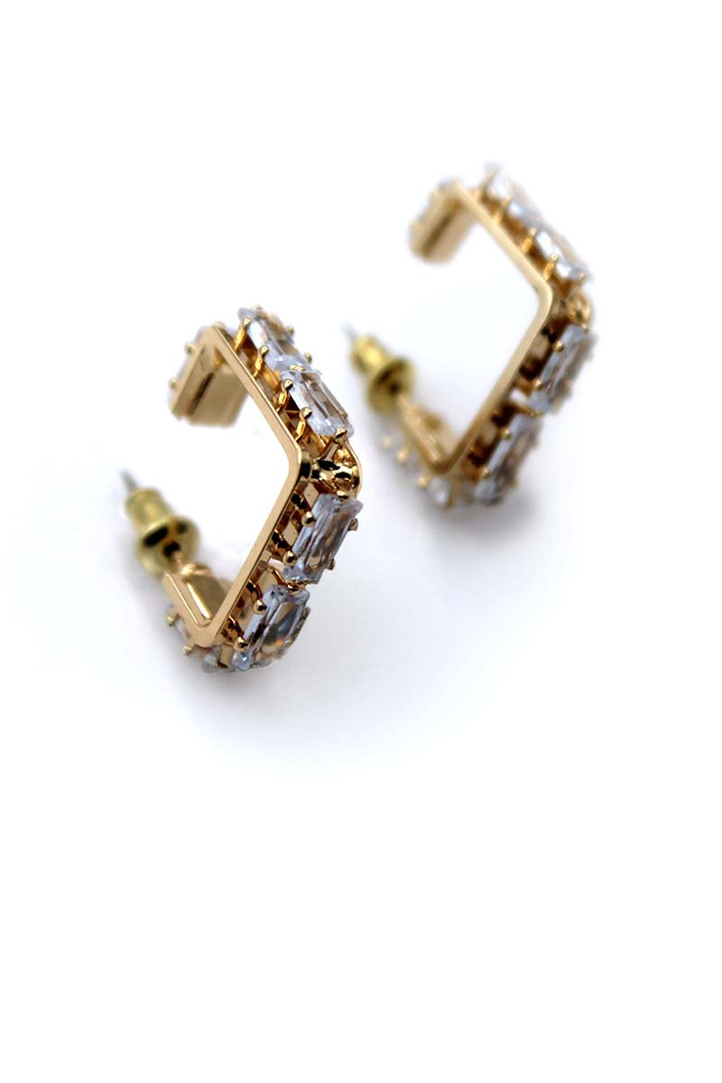 Prism Luxe Gold Square Hoop Earrings