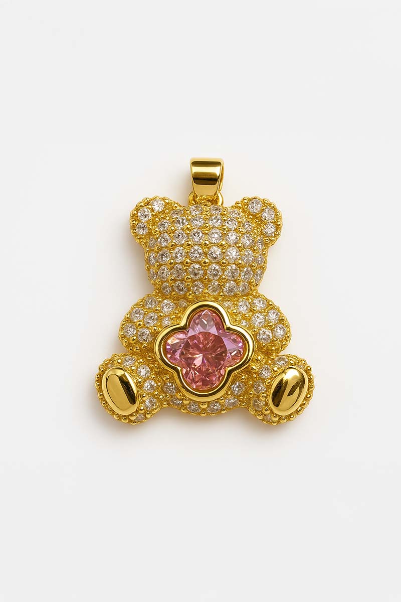 Floreal Bear Blossom Pendant – Pink - 18k Gold Plated