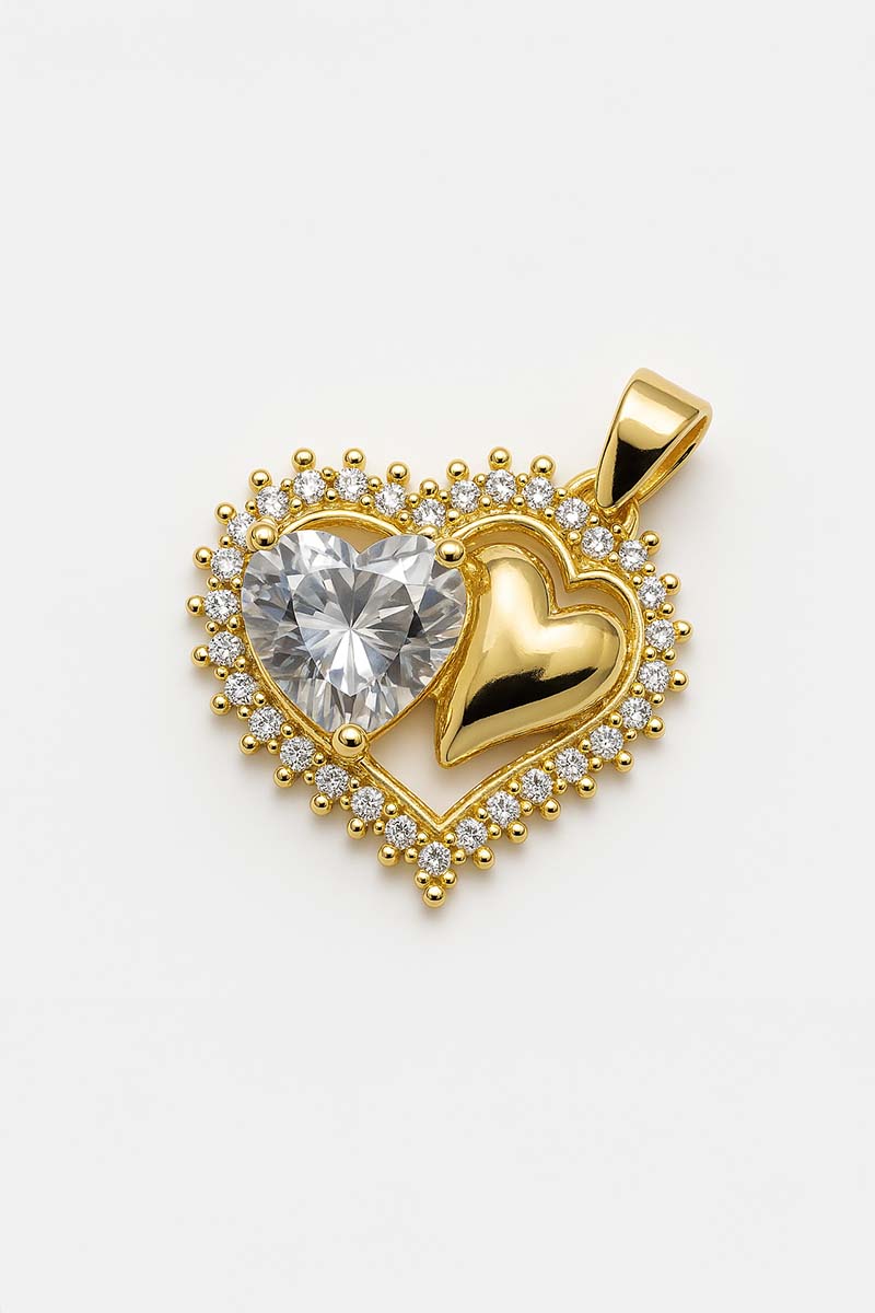 Luziri Glimmering Heart Duo Pendant - 18k Gold Plated