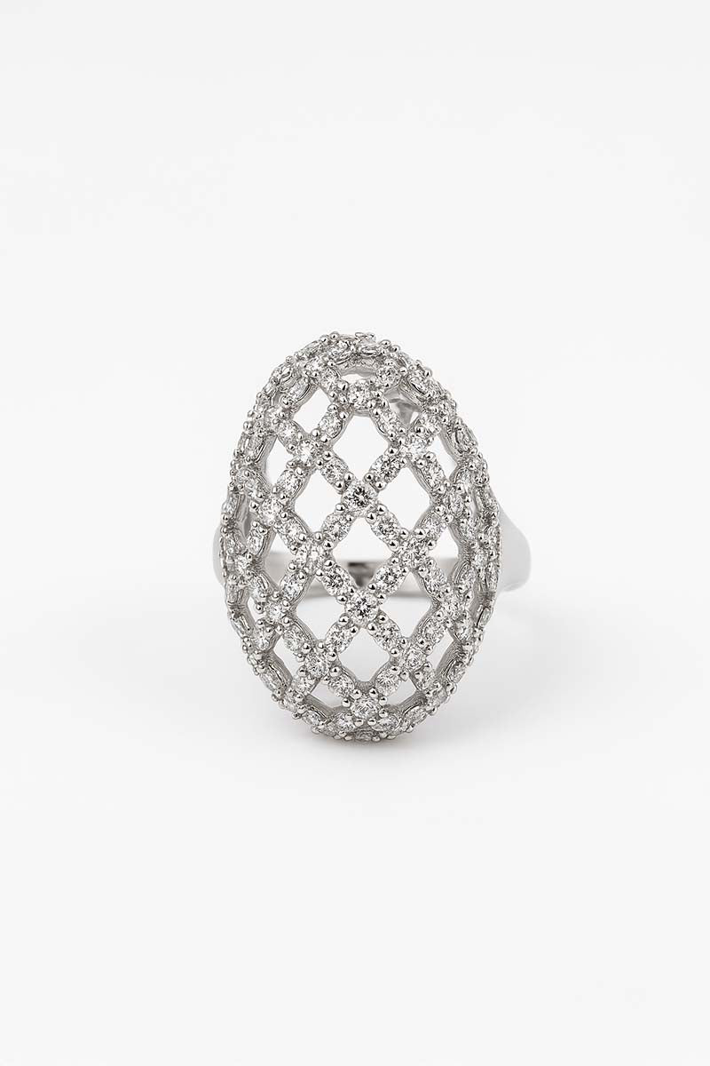 Oval Mesh Silver Ring – Celestia Cage Ring