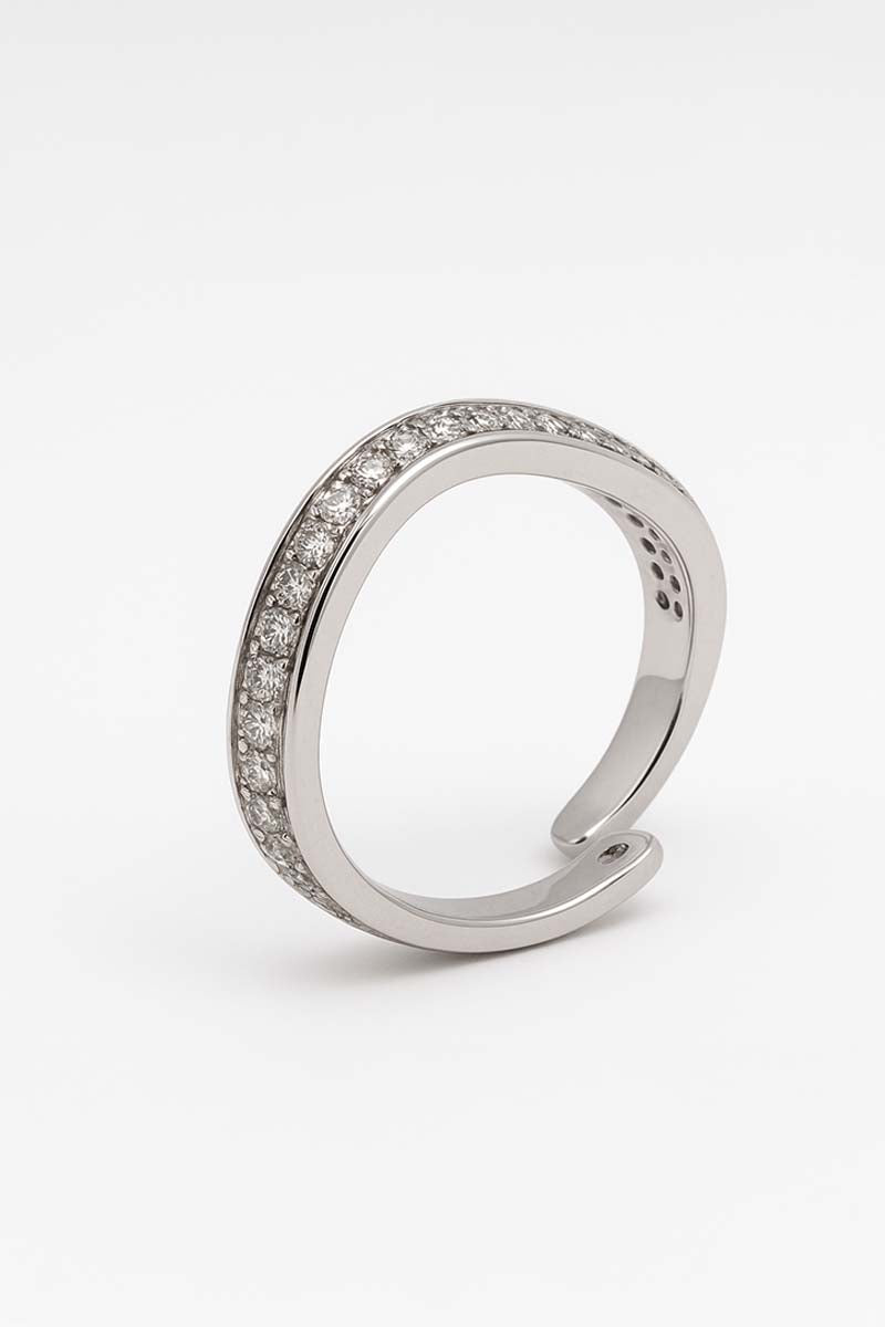 Minimalist Pavé Silver Ring – Opaline Modern Silver Plated Band