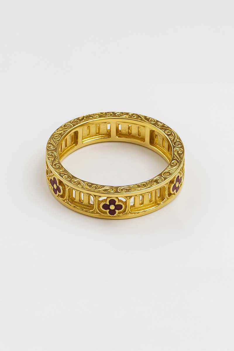 Verona Floral Enamel Gold Ring