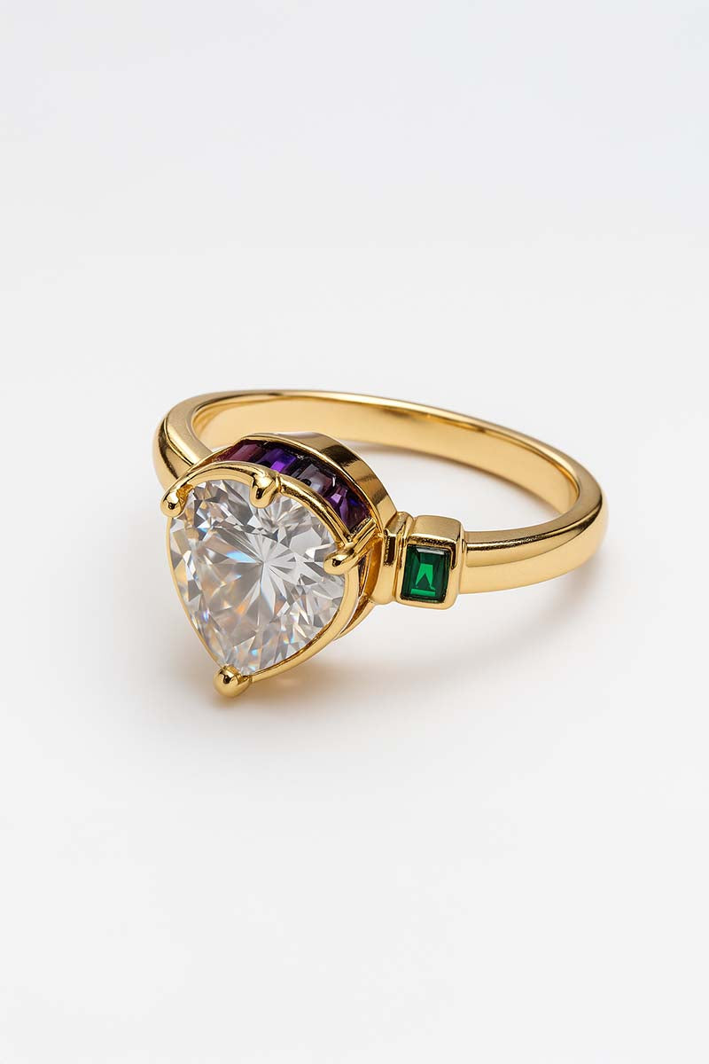 Heart Prism Gold Cocktail Ring