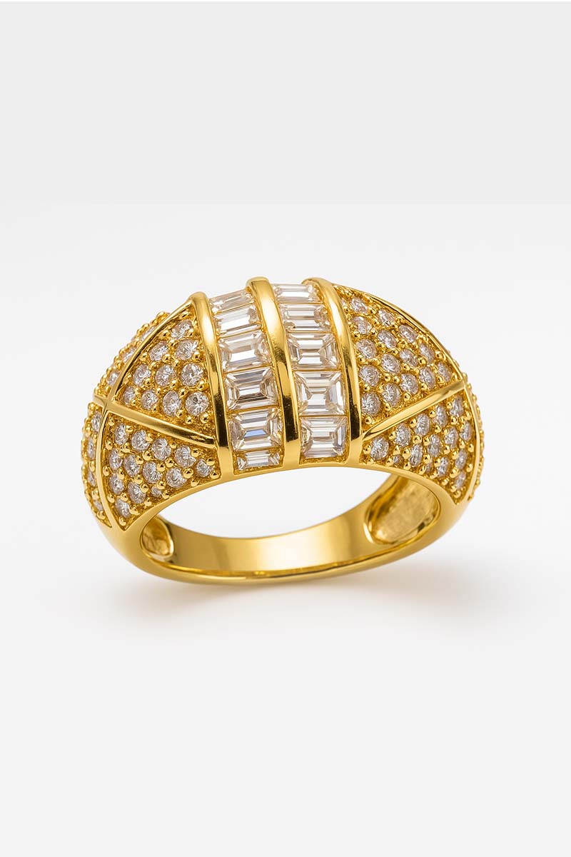 The Aurelia Crest Ring - Elegant Gold and cubic zirconia ring