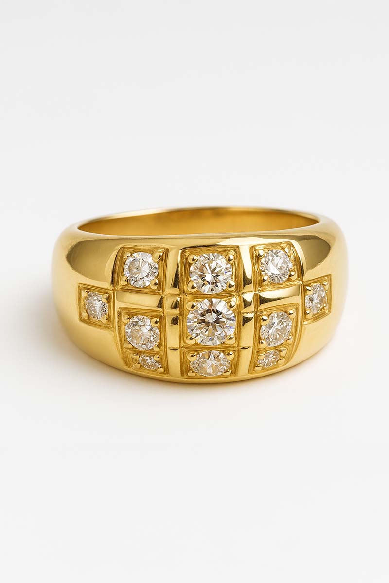 Gold Grid Dome Ring – Ophelia Grid Ring