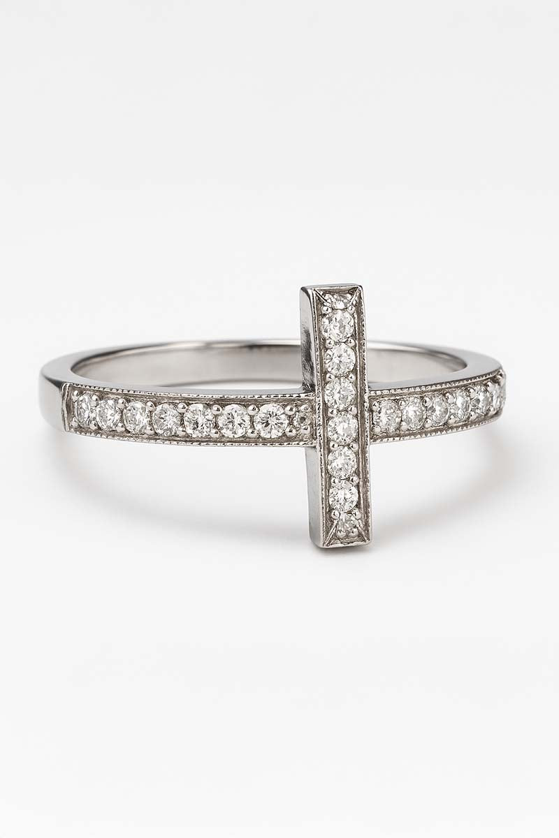 Silver Vertical Bar Pavé Ring – Tessera Silver Ring