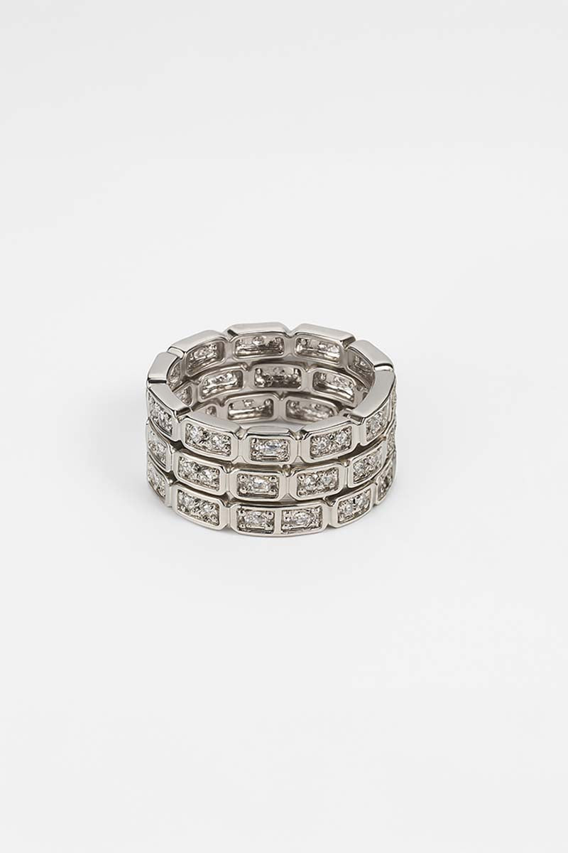 Regal Serpente Dore Mosaic Silver Coil Ring