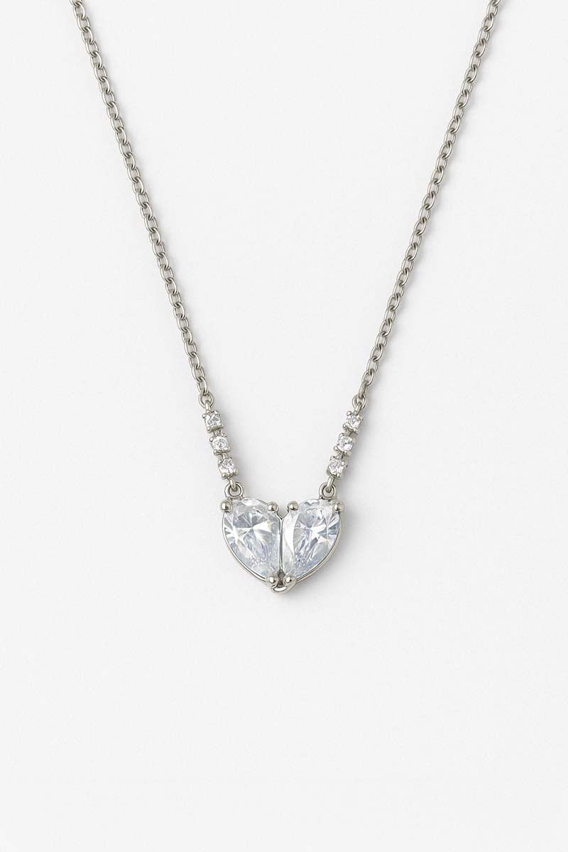 Coeur Jumelé Solitaire Silver Necklace - St geran