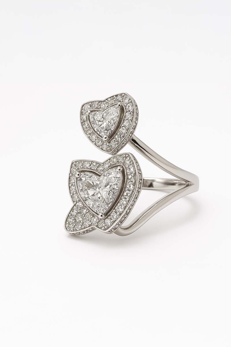 Double Heart Whisper Silver Ear Cuff - St geran