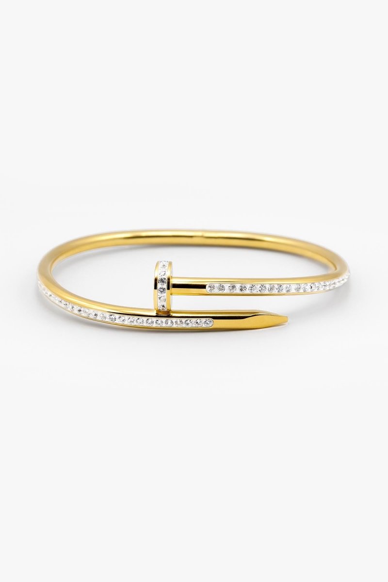 Dual Pavé and Gold Nail Bracelet – Clio Gold Pavé Twist Bangle - St geran