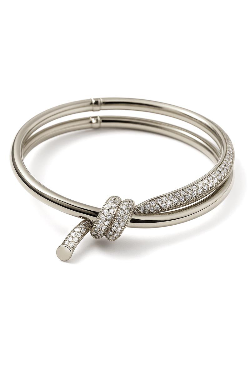 Entwined Knot Bangle - Silver Plated - St geran