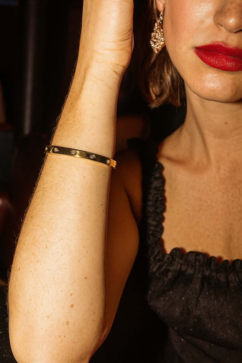 Gold Bezel Diamond Bangle – Orion Luxe Bracelet - St geran