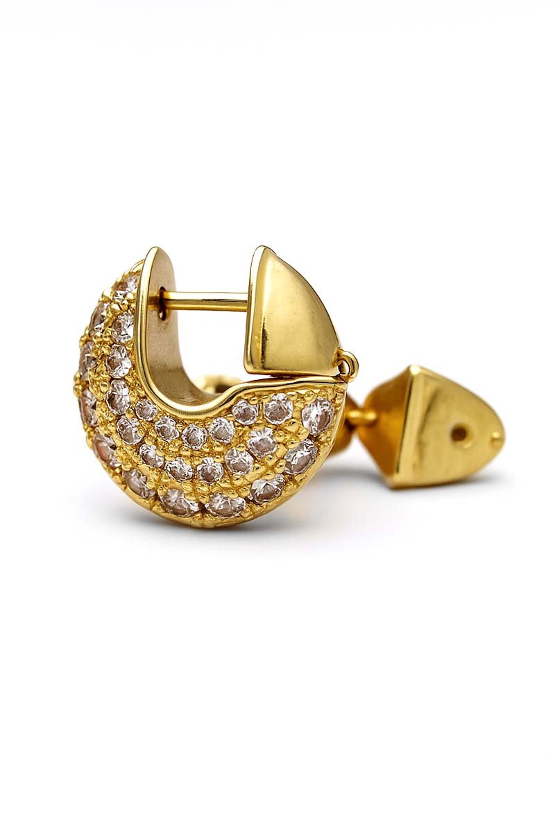 Gold Crystal Curve Studs – Luna Gold Earrings - St geran