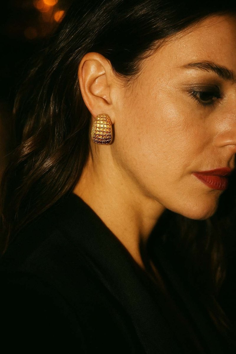 Gold Dome Pavé Earrings – Cleo Luxe | 18k Gold Plated - St geran