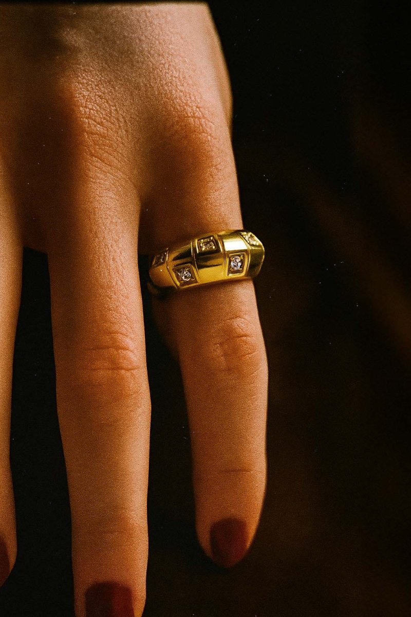Gold Grid Dome Ring – Ophelia Grid Ring - St geran