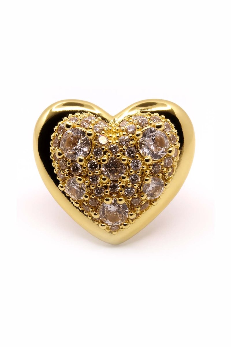 Gold Heart Pavé Studs – Amour Shine Studs - St geran
