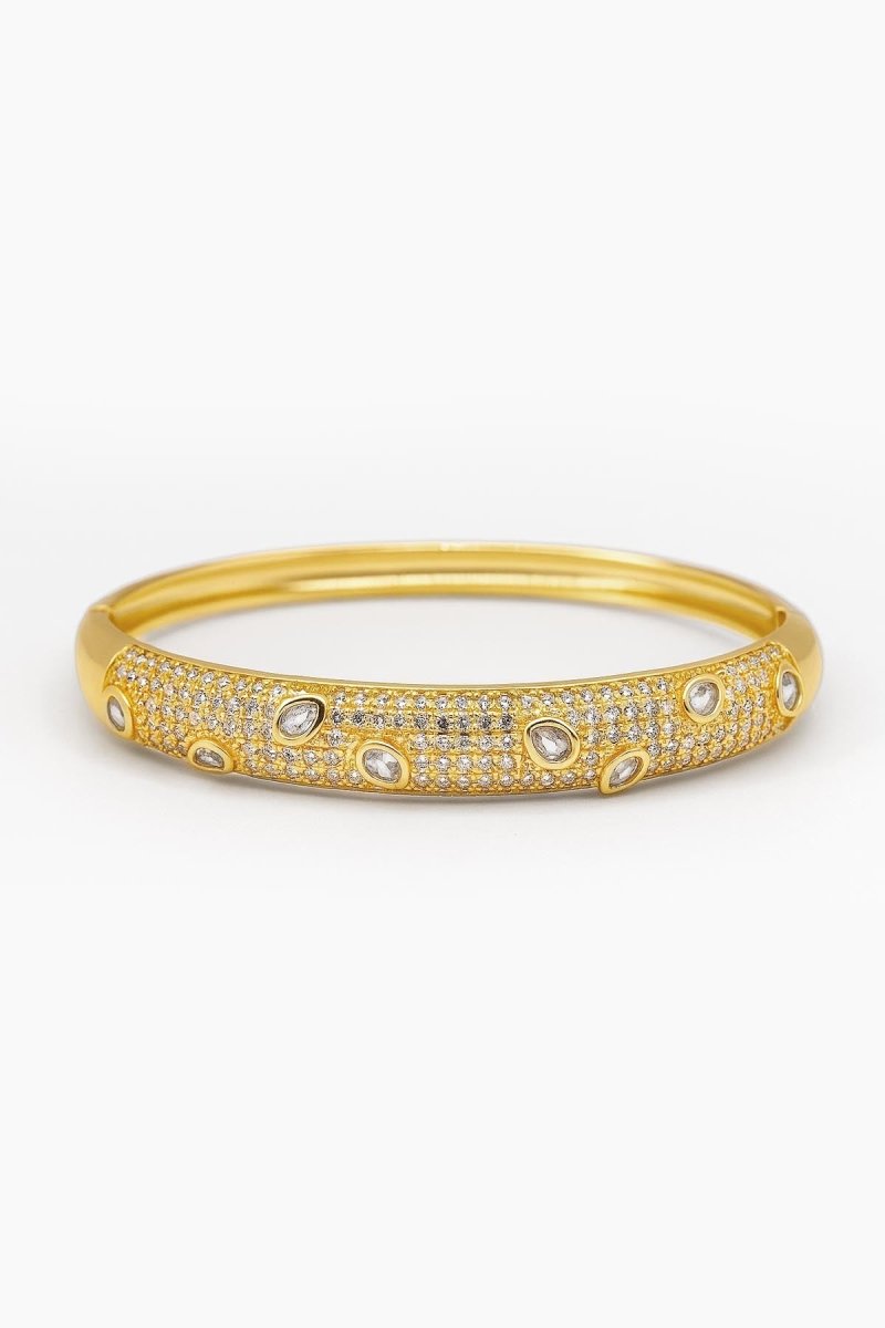 Gold Pavé Raindrop Bracelet – Aurora Teardrop Bangle - St geran