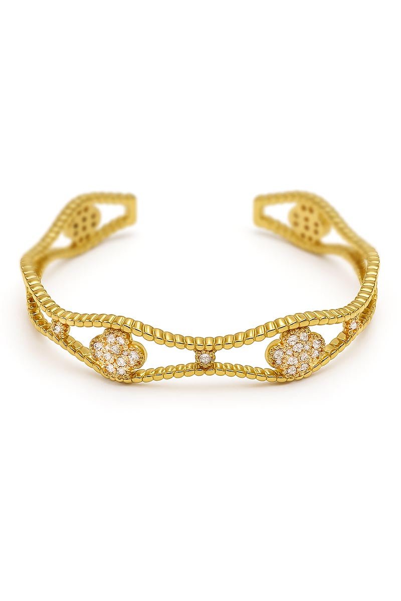 Liora Abstract Crystal 18k Gold Plated Cuff Bangle - St geran