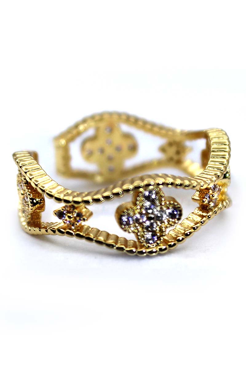 Liora Abstract Crystal 18k Gold Plated Cuff Ring - St geran