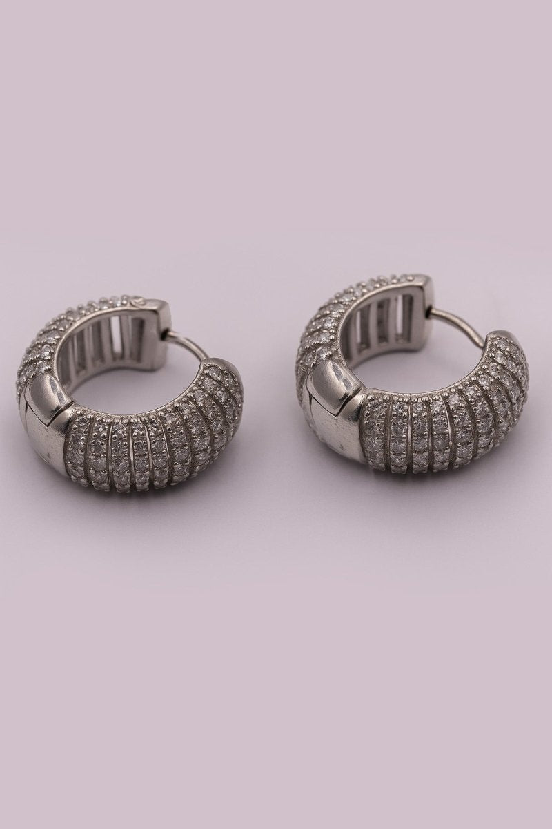 Midnight Opaline Empire Silver Hoops | Silver Plated Earrings - St geran