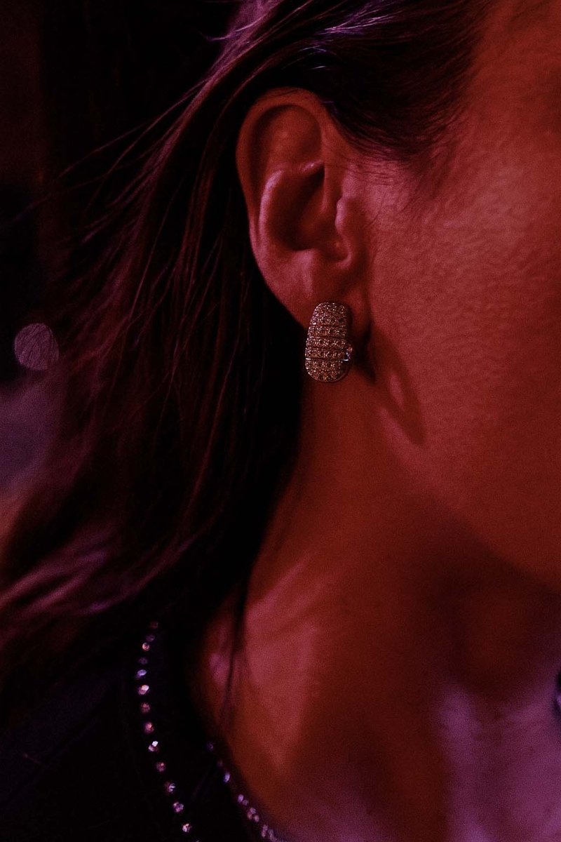 Midnight Opaline Empire Silver Hoops | Silver Plated Earrings - St geran