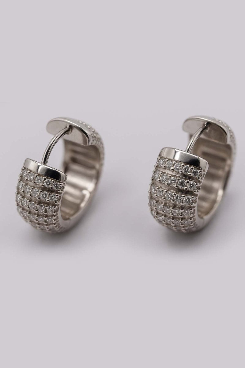 Midnight Opaline Empire Silver Hoops | Silver Plated Earrings - St geran