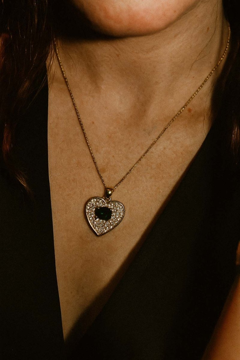 Narie Midnight Heart Gem Pendant - 18k Gold Plated - St geran