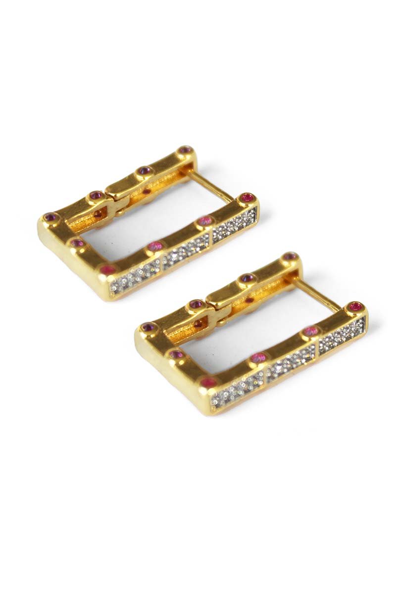 Nova Orbit Gold Drop Earrings - 18k Gold Plated with CZ - St geran