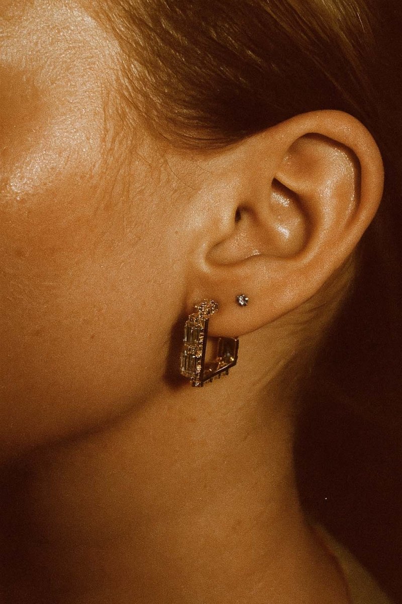 Prism Luxe Gold Square Hoop Earrings - St geran
