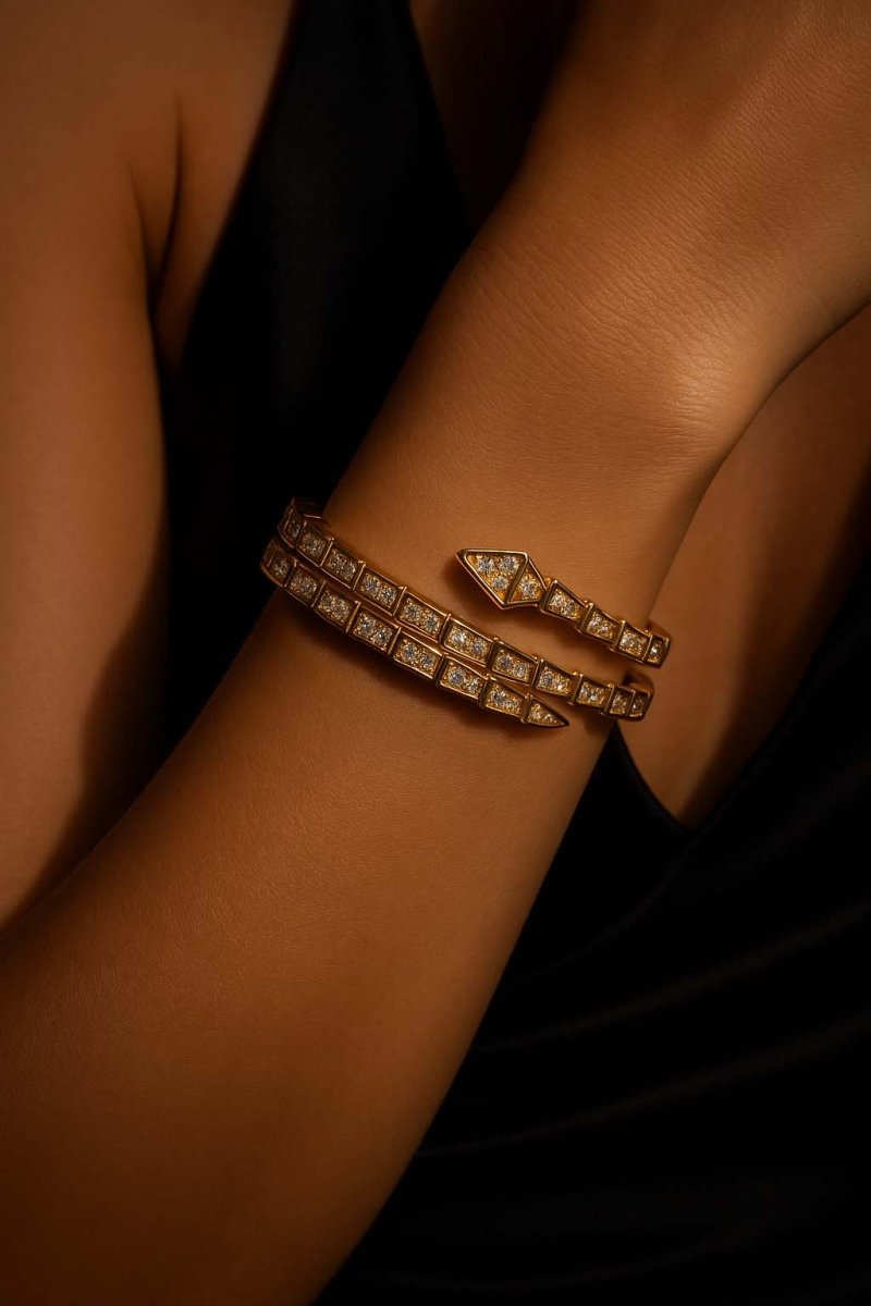 Regal Serpente Dore Mosaic Gold Coil Bangle - St geran