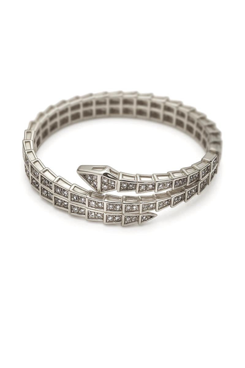 Regal Serpente Dore Mosaic Silver Coil Bangle - St geran