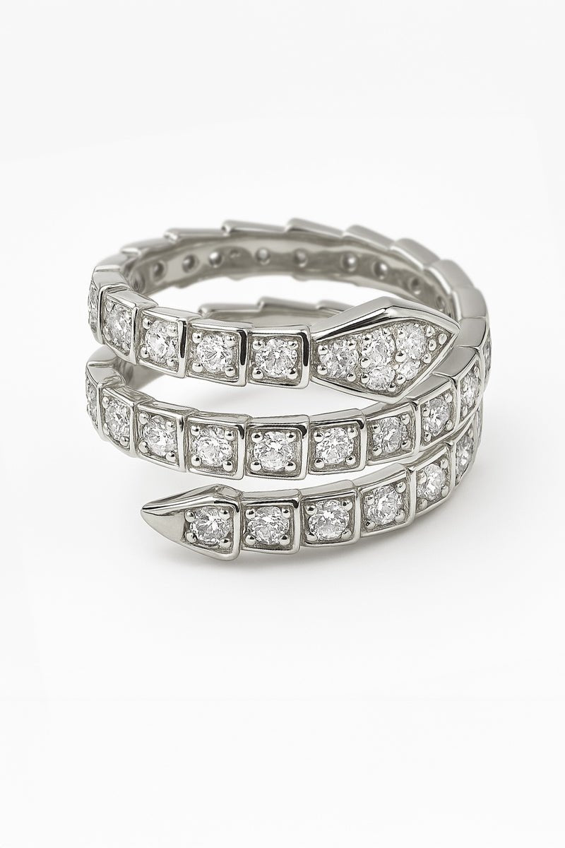 Regal Serpente Dore Mosaic Silver Coil Ring - St geran