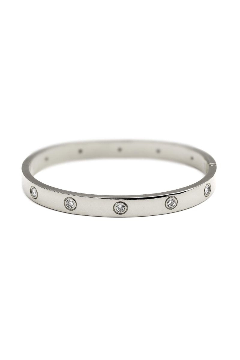 Silver Bezel Diamond Bangle – Orion Frost Bracelet - St geran