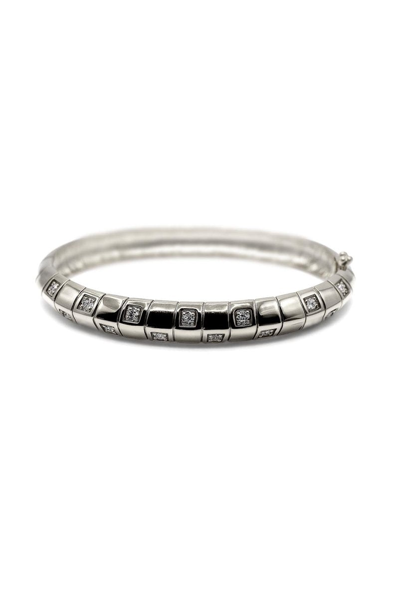 Silver Grid Dome Bracelet – Ophelia Grid Bangle - St geran