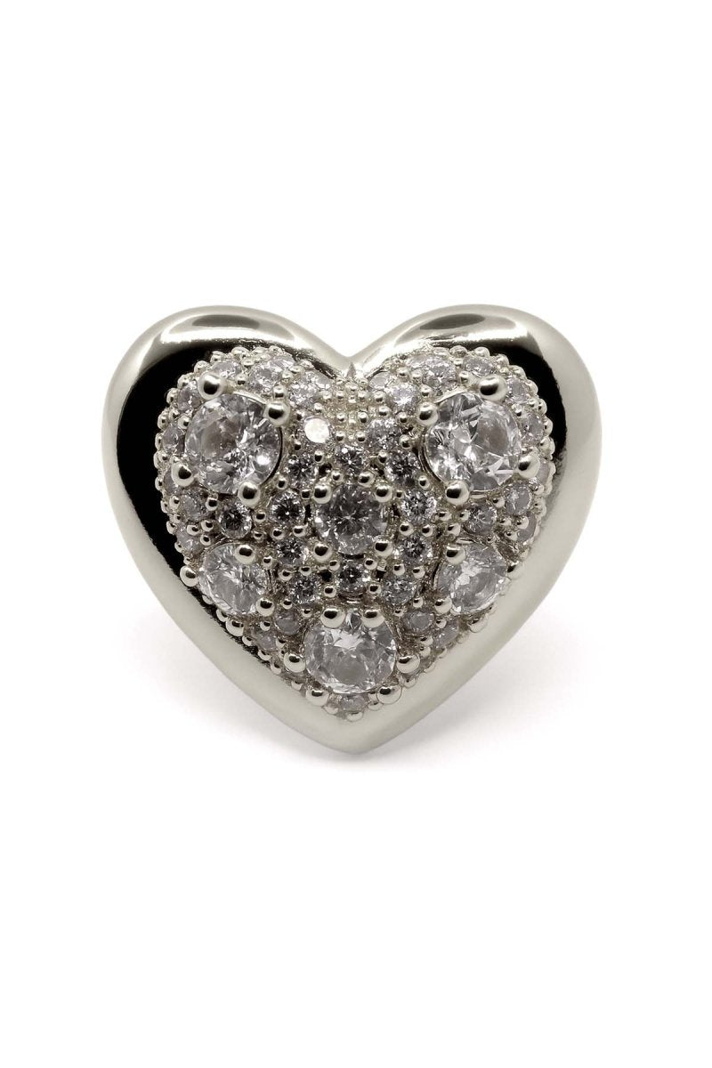 Silver Heart Pavé Studs – Amour Shine Studs - St geran