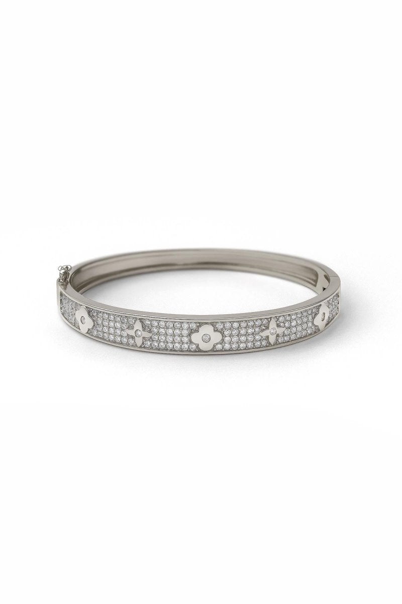 Silver Pavé Bangle – Noir Bloom Bracelet - St geran