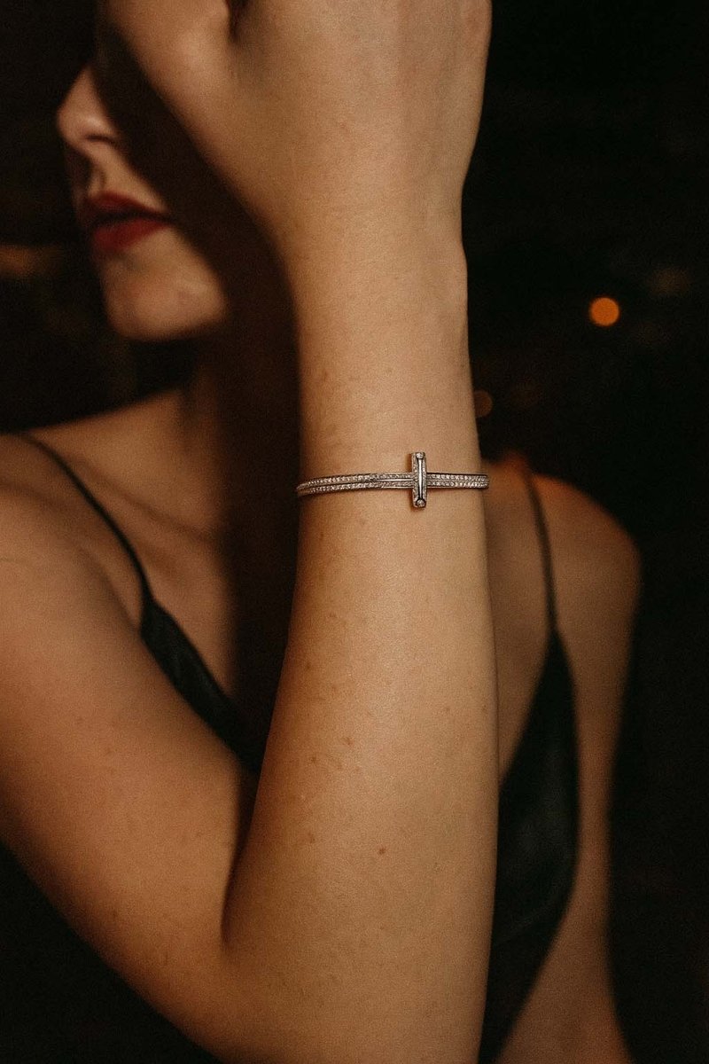 Silver Vertical Bar Pavé Bracelet – Tessera Ice Bracelet - St geran