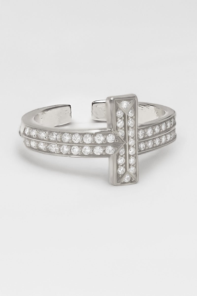 Silver Vertical Bar Pavé Ring – Tessera Silver Ring - St geran