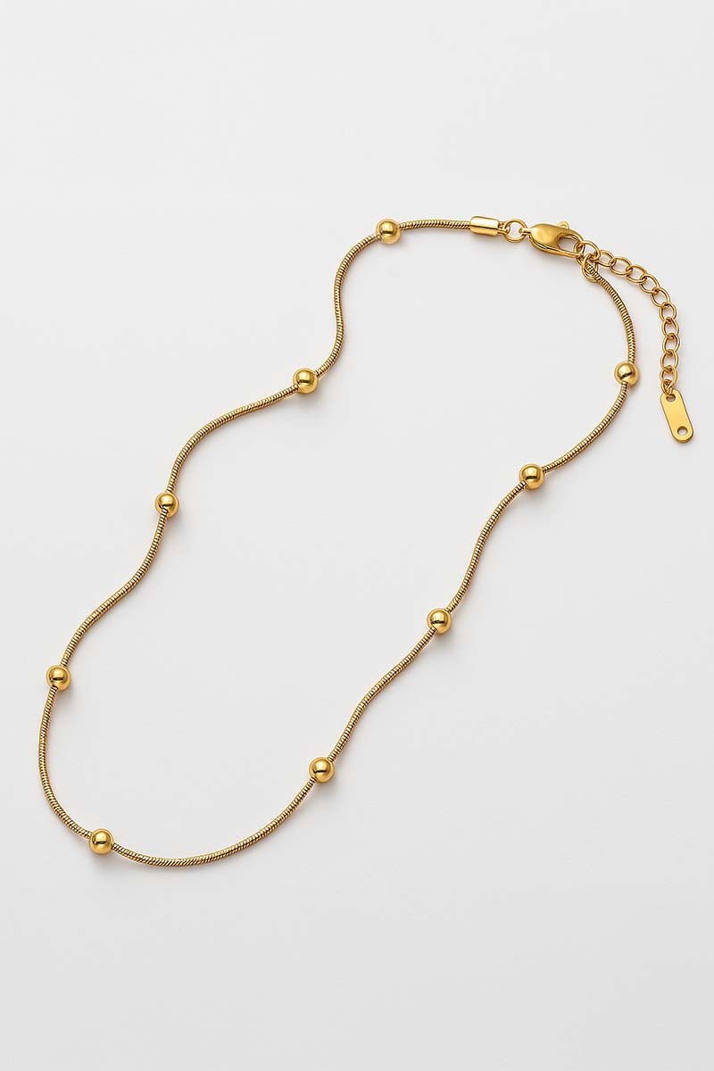Soléa Bead Station Necklace - Gold Beaded - 5cm Extension - St geran