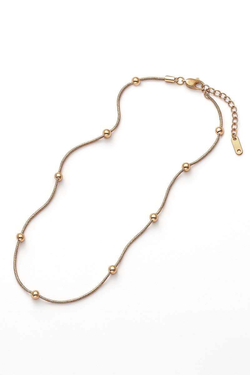Soléa Bead Station Necklace - Gold Beaded - 5cm Extension - St geran