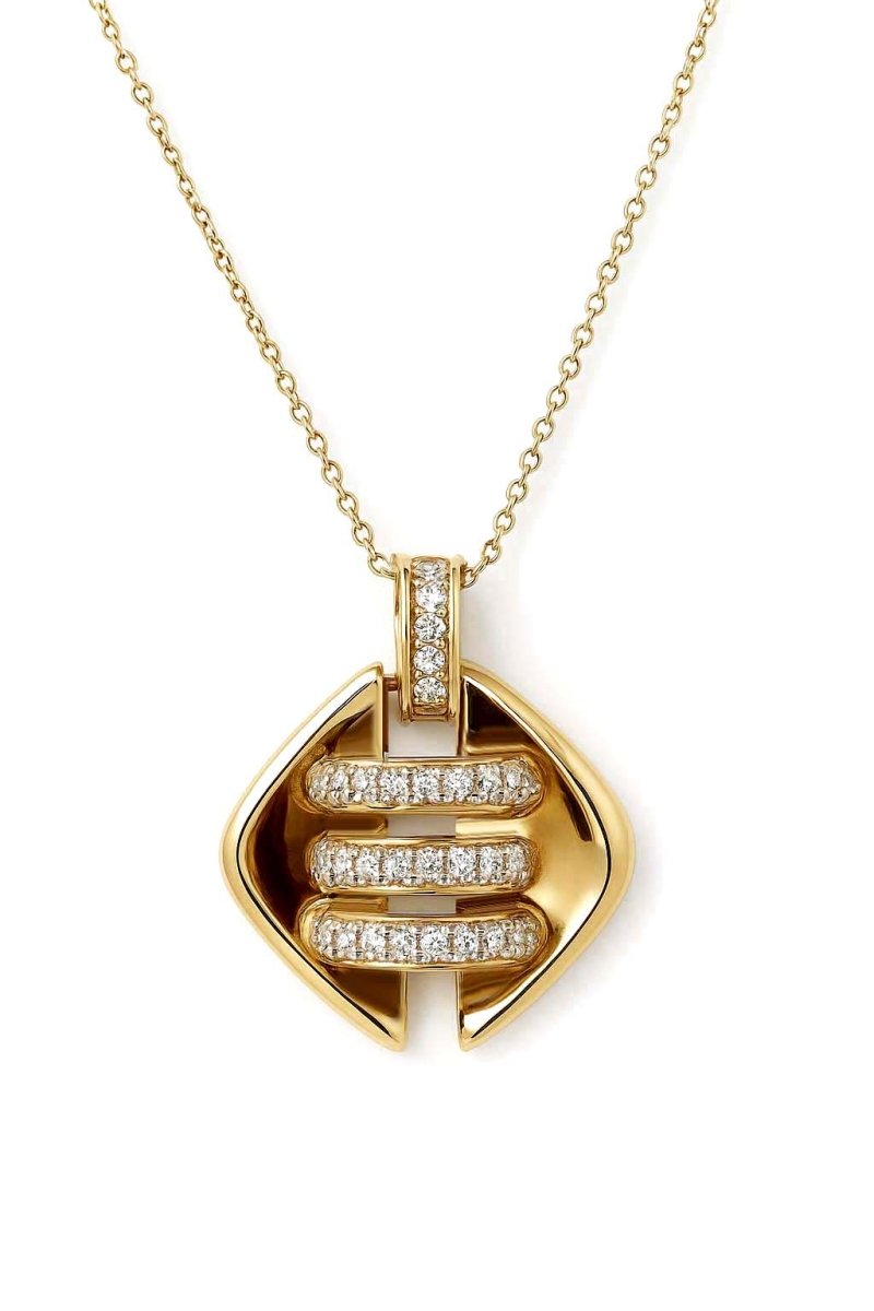 Solstice Curve Pendant Gold Necklace with CZ - St geran